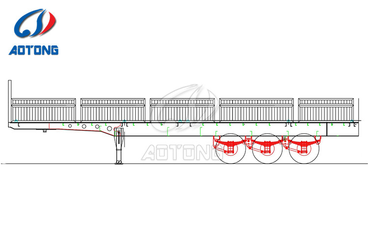 Leaf Spring Suspension 40ft Side Wall Cargo Semi Trailers for Bulk Cargo Transport
