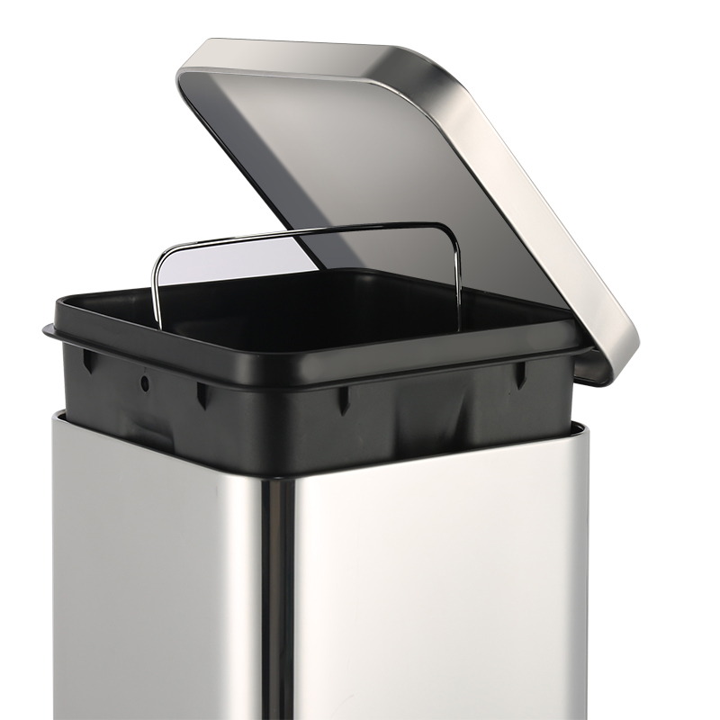 Square Foot Pedal Waste Bin 3L Dustbin Step Trash Bin Stainless Steel Trash Can Metal Garbage Can for Office Hotel Home