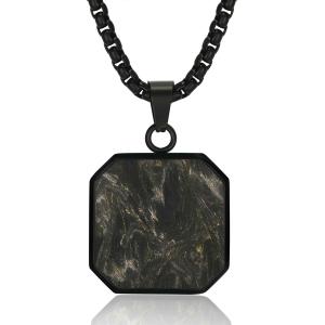 China Waterproof Forged Carton Fiber Jewelry Hypoallergenic Square Bar Geometric Necklace Pendant wholesale