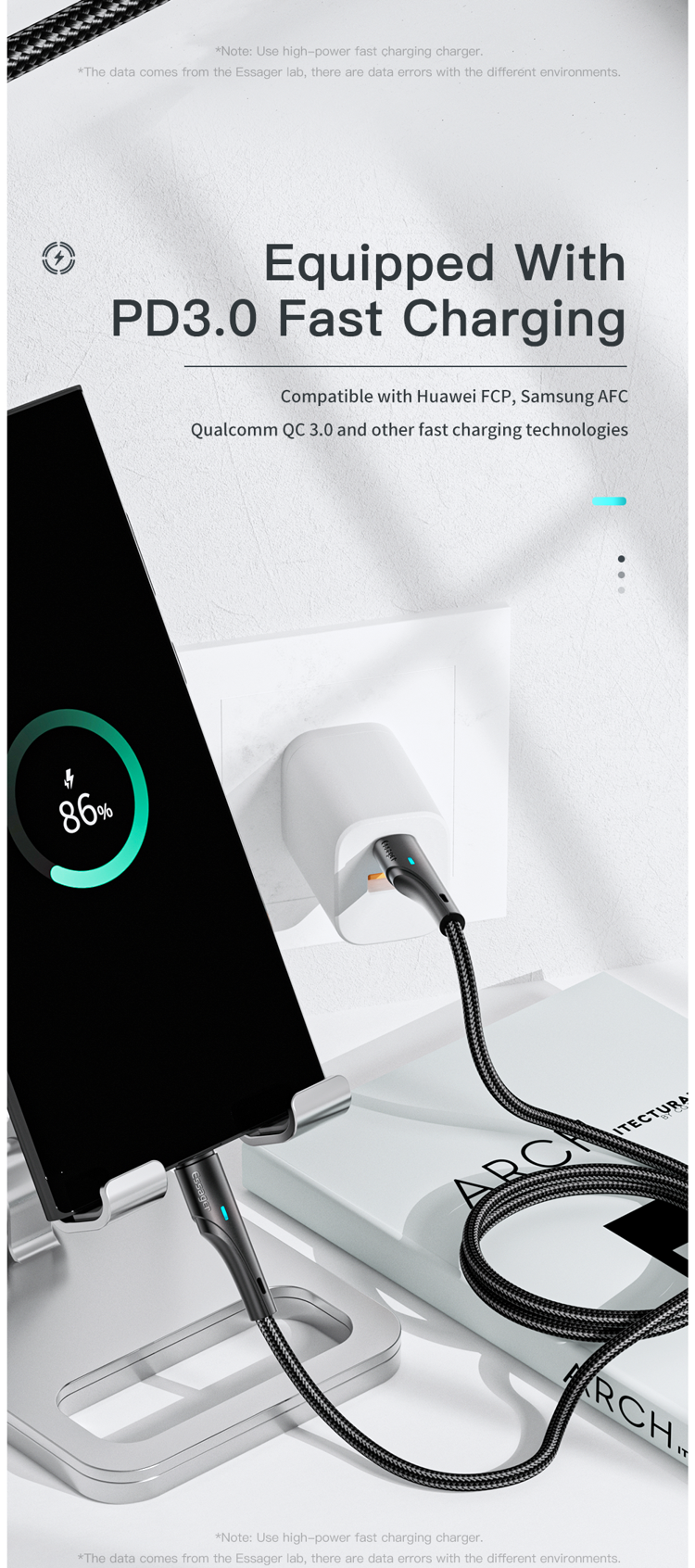 Essager 2022 Rousseau Fast Charging Type C To Type C Charging Cable 100W 60W
