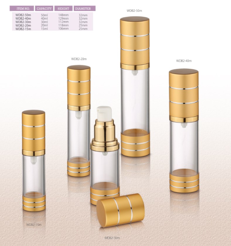 15ml 20ml 30ml 40ml 50ml Plastic Cylinder Airless Cosmetic Bottle AS Screen Printing