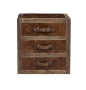 China Top Grain Genuine Leather Steamer Trunk Bedside Table , Living Room Trunk Coffee Table Old Finish wholesale