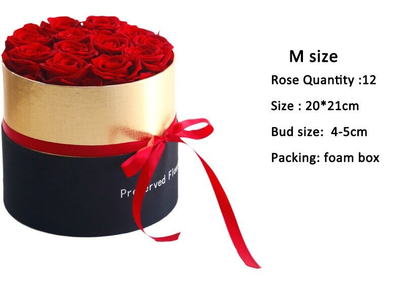 Preserved flowers gift boxes luxury gift preserved roses round box flower gift box with ribbon