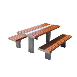 China Customized Wood Dining Table Bench Set For Garden Courtyard Restaurant wholesale