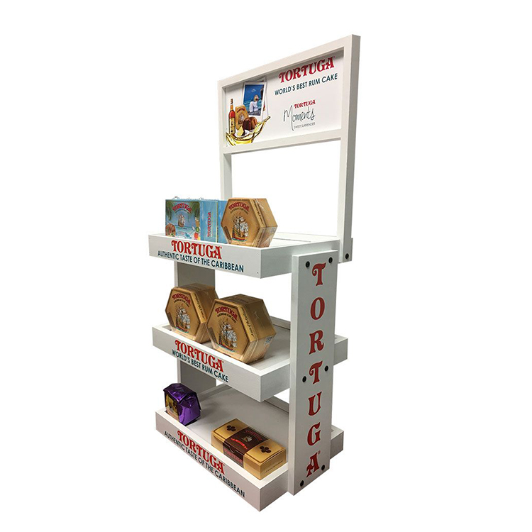 Countertop Rum Cake Display Rack Wooden Display Baskets For Bakery Bakeshop