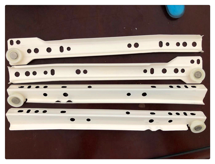 Ivory Color Metal Box Drawer Slides Powder Coating Plastic Wheel With Screws