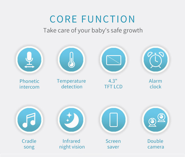 Long Battery Life Night Vision Baby Monitor with Audio Talk and Cry Alarm