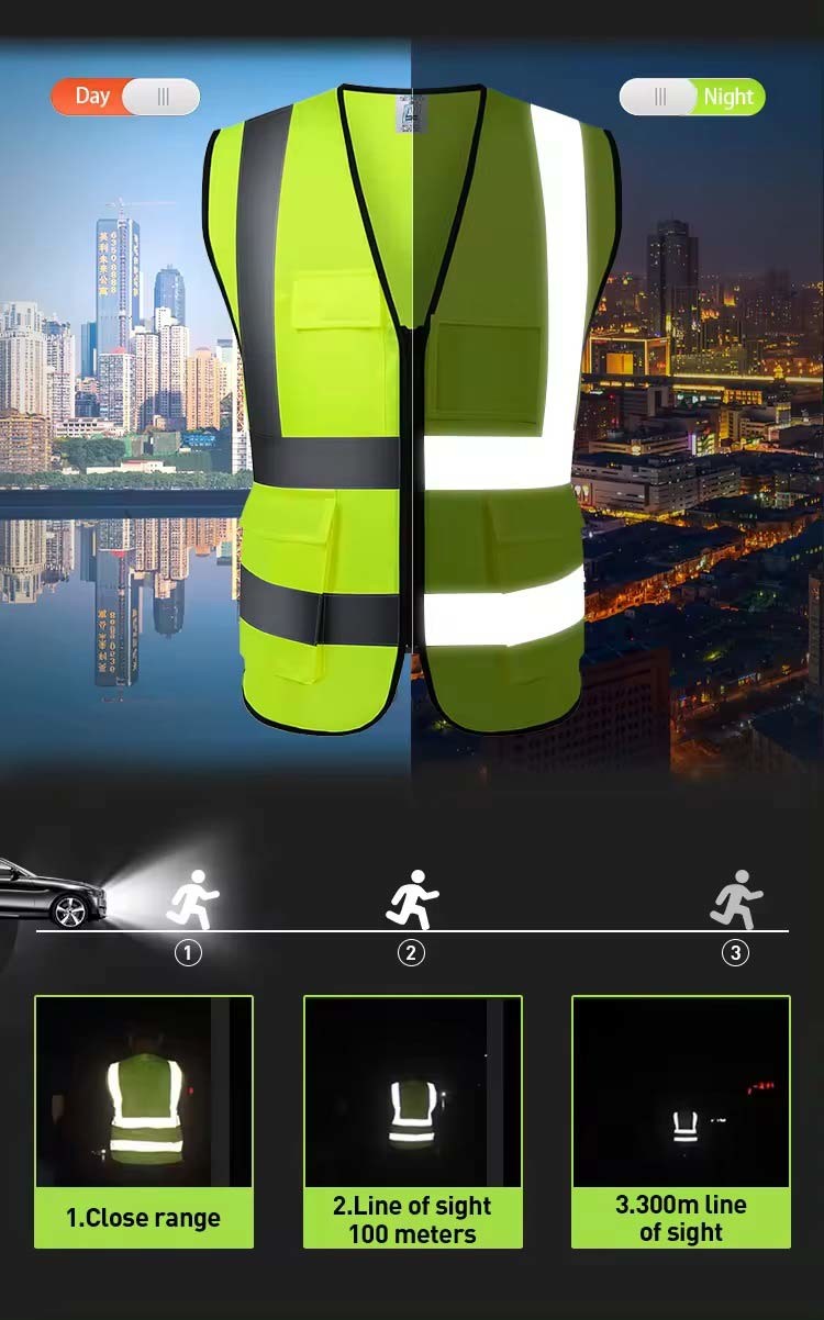 Strip Mesh Fabric Construction Security Safety Reflective Vest