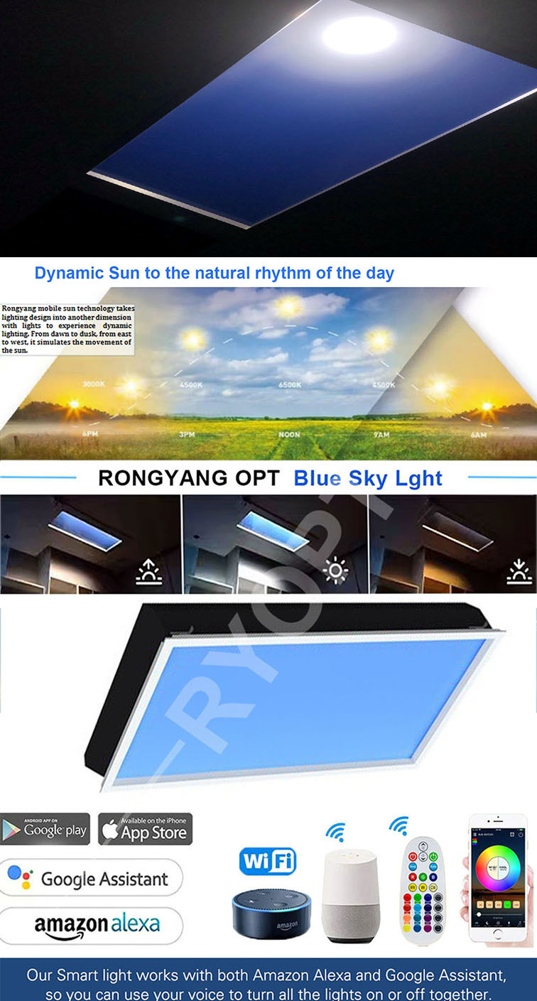 Tuya Control 8000lm Artificial Daylight Panel , 200W LED Sky Ceiling Panel Light