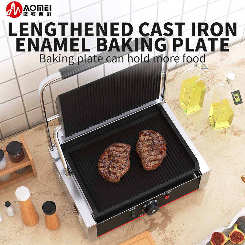 Non-Stick Coating Contact Grill Black Silver Sandwich Maker Grill