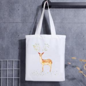 China Custom Printed Shopping Christmas Gift Cartoon Ladies Canvas Carrier Bags Cotton Logo wholesale