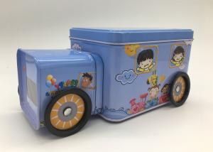 China Candy Storage 2 Tin Branded Gift Boxes Blue Car Shape With Four Wheels For Kids wholesale
