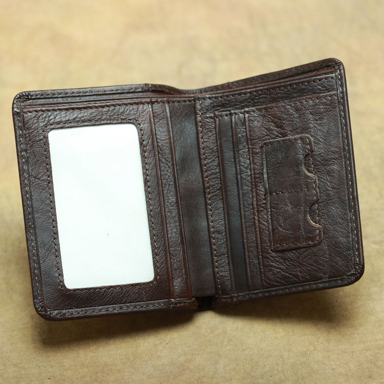 Custom Logo Crazy Horse Leather Men's Bifold Wallet with Rfid Blocking Protection