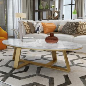 China Italian Stainless Steel Marble Hotel Living Room Oval Coffee Table wholesale