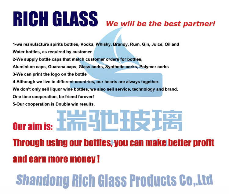 Customized Hot Stamping 200ml 375ml 500ml 750ml Round Glass Liquor Bottle