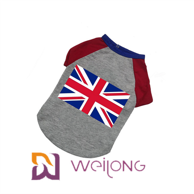 Summer Customizable Pet T Shirts For Dogs Rubber Print UK Flag