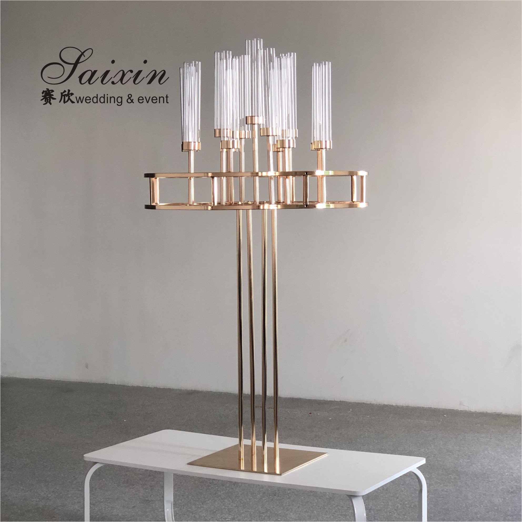 Candelabra Wedding Candle Holders Clear Crystal Candle Holder Centerpieces 50cm