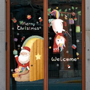 China 0.1mm Electrostatic Window Stickers Santa Claus Wall Stickers For Party wholesale