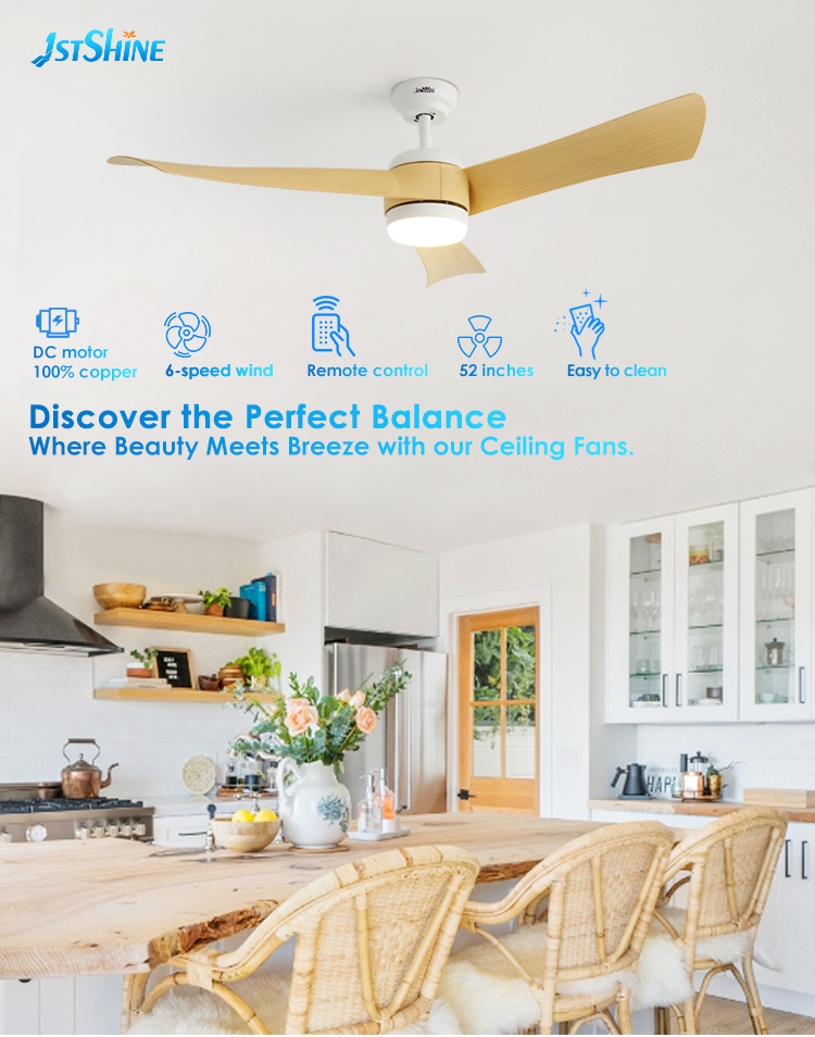 Customized ABS Blades LED Ceiling Fan with WiFi Tuya Control and Lighting Solutions