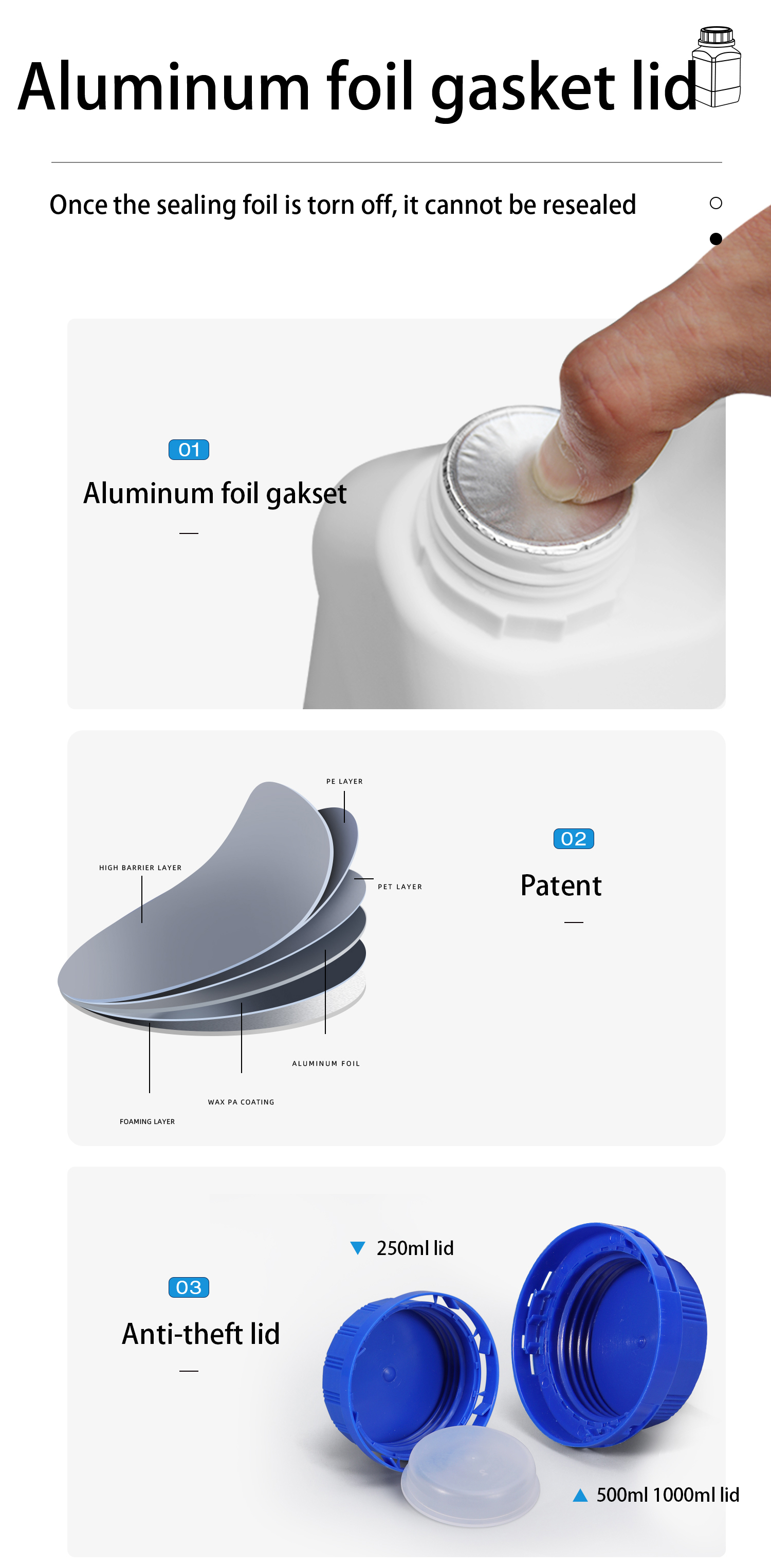 Eco Friendly HDPE Plastic Containers Bulk Bottles 250ml 500ml 1000ml