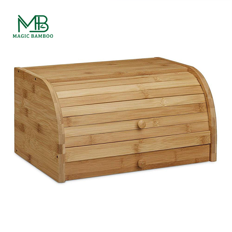 BAMBOO Bread Box Bins One Layer Food Containers Big Drawer Storage for Home Accessories