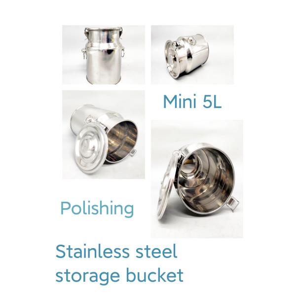 Mini 5L Lidded Milk Pail Stainless Steel Milk Bucket Sealed Cans