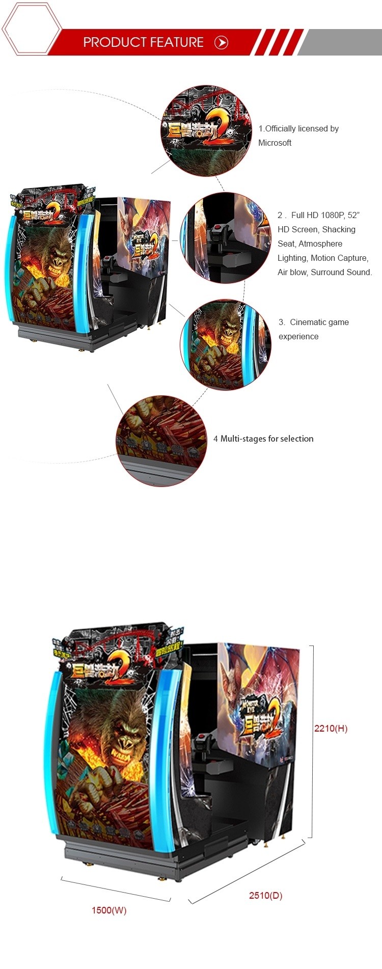 Coffee Shop Or Supermarket Shooting Arcade Machine With 55" LCD Monitor