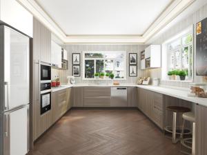 China Melamine MDF Ready Made Cupboards Gray Kitchen Cabinets Wall Mounted wholesale
