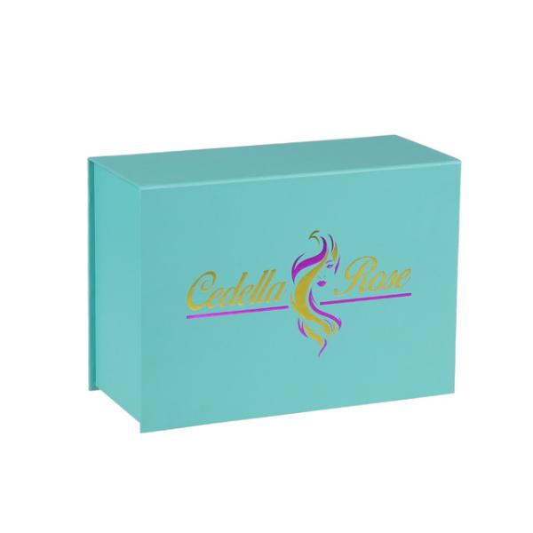 Custom Logo Print Magnetic Box Hair Extension Bundle Box with Customized Design and Ribbon Closure