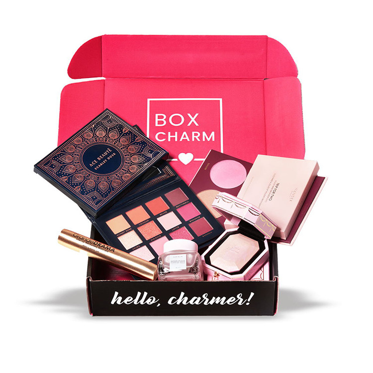 PDF AI Pink Cardboard Flip Cosmetic Packaging Paper Box Aqueous Coating