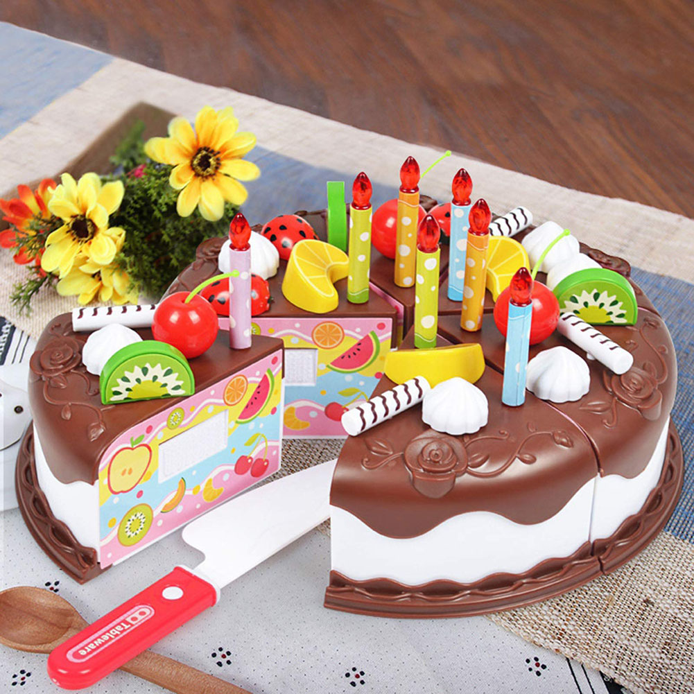 Unisex Play House Baby Can Cut Cake Toy Kitchen Set for DIY Birthday Cake Pretend Play