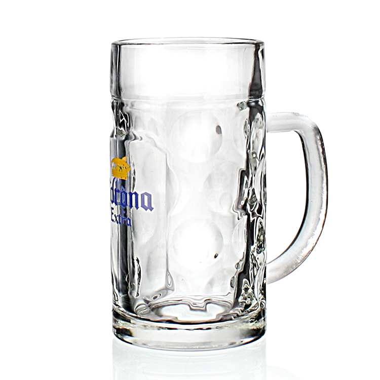 Wholesale customized German style oversized glass handheld beer mug