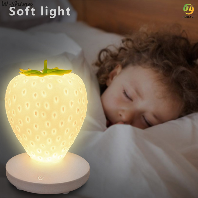 Touch Dimmable LED Strawberry Nightlight USB For Baby Bedside Table Lamp