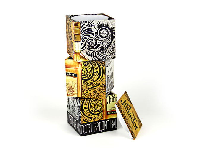 Customized Square Recycled Paper Gift Boxes , Movable Cylindrical Tubes Wine Packaging