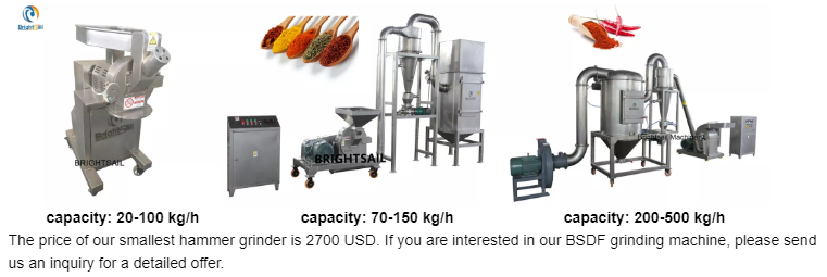 Powder spice hammer mill grinding machine spice chilli grinder with CE from Brightsail