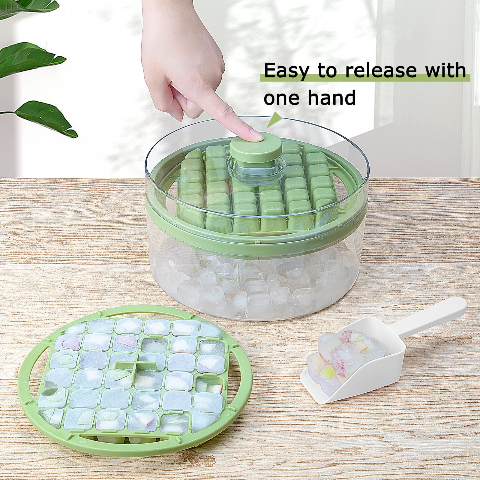 Ice Cube Trays Mold With Lid And Bin For Whiskey Cocktail Juice Coffee