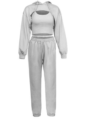 Small Quantity Clothing Manufacturer Women'S Hoodie Loose Coat Vest With Pants