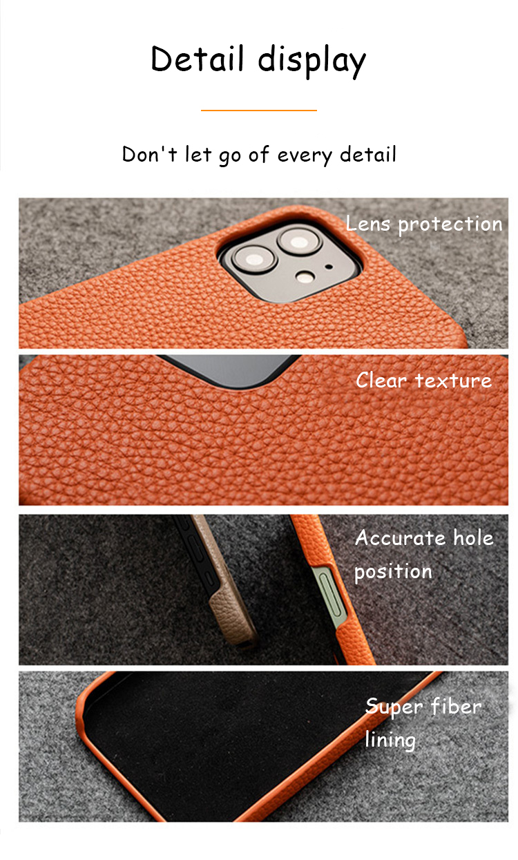 Minibook Handmade Luxury Full Grain Pebble Leather Phone Case for Iphone 13 14 Pro Max