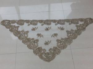 China Khaki Ivory Authentic Spanish Floral Mantillas Mesh Based Embroidery veils wholesale