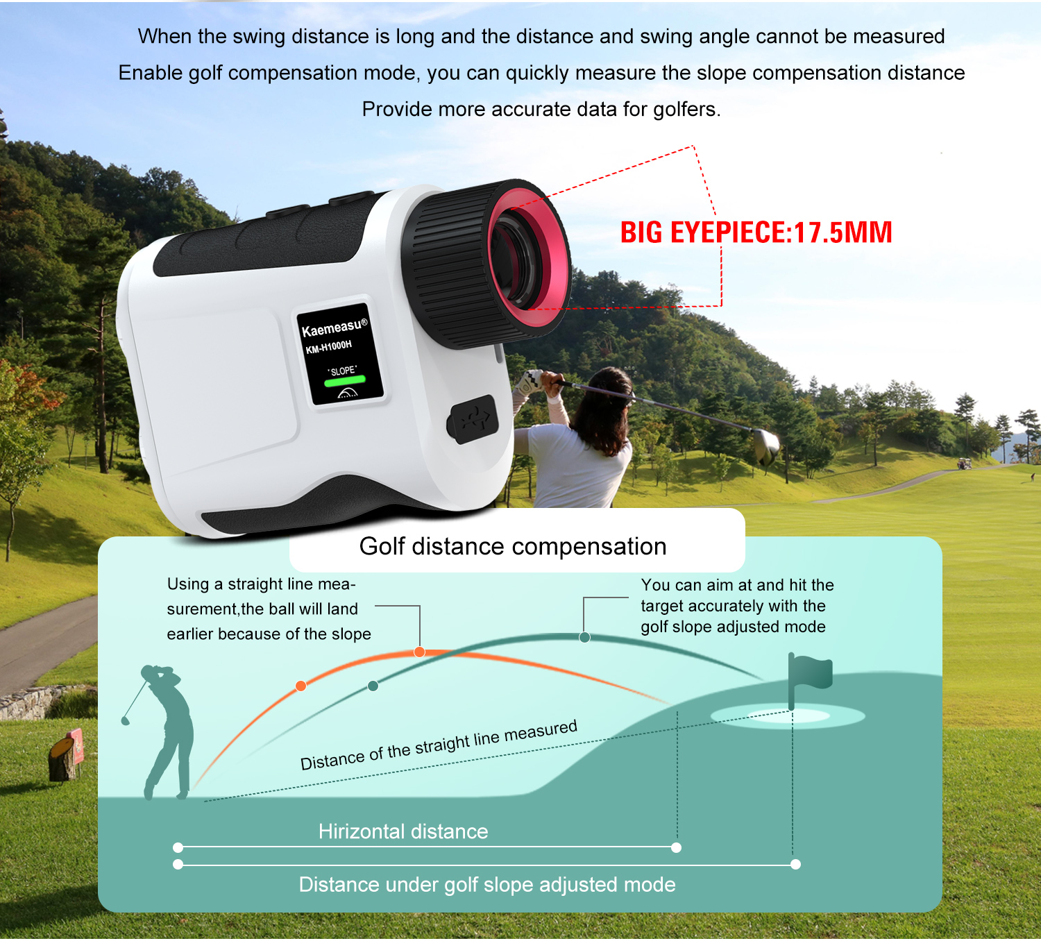 Golf Handheld Measure 600m Laser Distance Meter with 7.0x Magnification and Slope Scope IP54 Ingress Protection