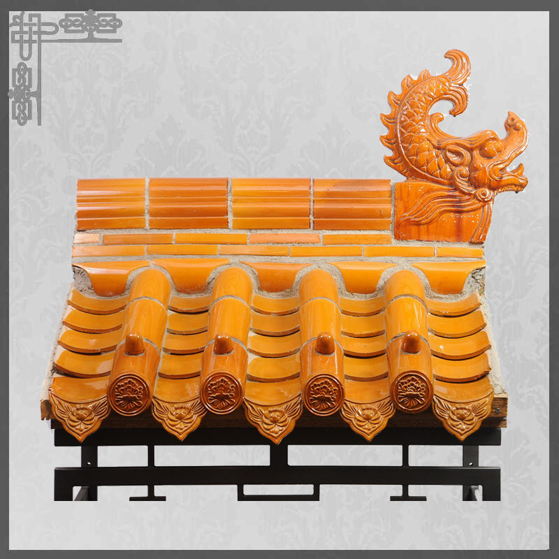 Glossy Chinese Glazed Roof Tiles Gate Temple Asian Style Roof Tiles