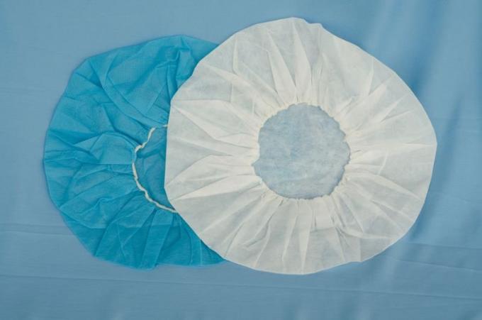 Blue Disposable Head Cap Non-woven Double Or Single Elastic Mob Cap With Certificates