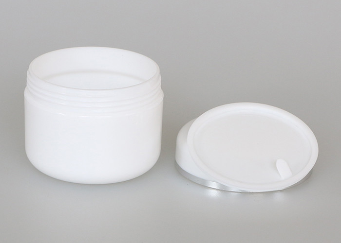 Plastic type 50ml white cream jar with silver line decorative