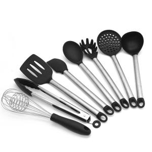 China 9 Pieces SS Handle Silicone Non Stick Utensils Set Lead Free wholesale