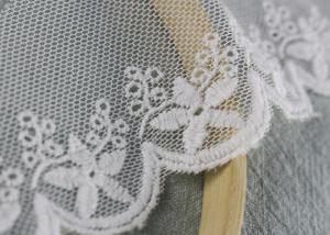 China Scalloped Embroidered Nylon Mesh Lace Trims Cotton Tulle Floral Lace Trim Custom wholesale