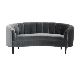 China Hot sale black velvet fabric lounge curve sofa for party living room solid wood wholesale