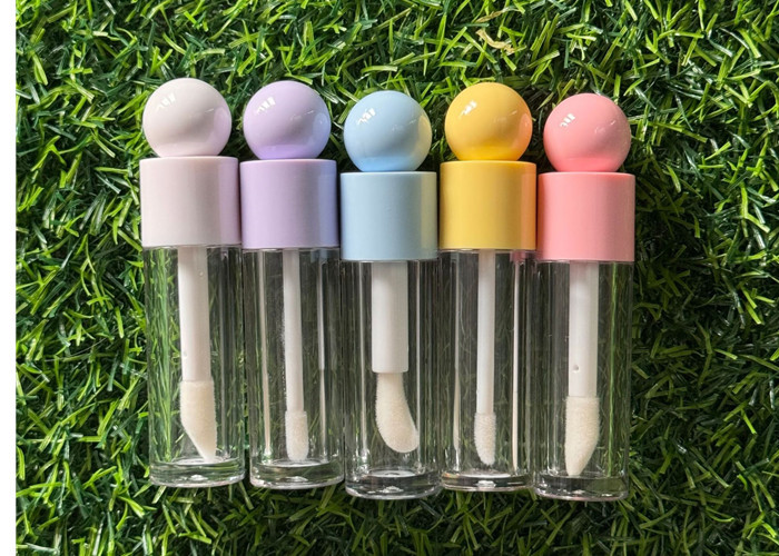 Spherical Cap 6ml Large Brush Lip Gloss Bottle Cute Round Cosmetic Lip Gloss Stick Tube Empty Lip Oil Container
