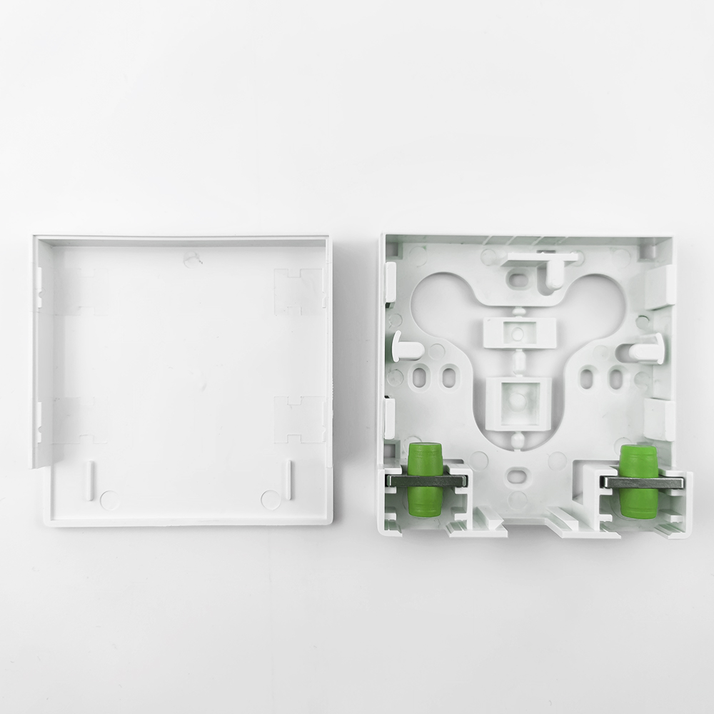 2 Cores FC APC Plastic Fiber Optic Faceplate Socket Panel for FTTH Network in White/Gray
