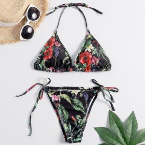 China Tiered Layer Tie a Knot Front Top With Low waist Bikini swimsuit high cut wholesale