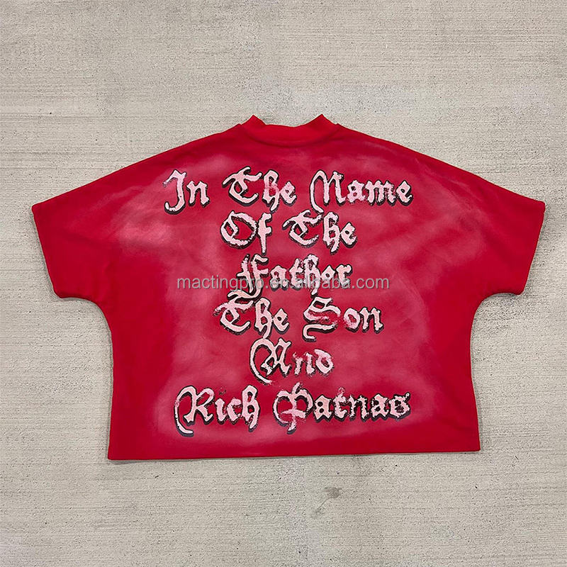 Men's Heavyweight T-shirt in Custom Pattern and Drop Shoulder with Character Print